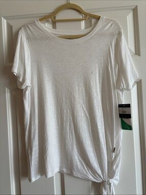 Eddie Bauer gatecheck  White Side-Tie Short Sleeve Tee